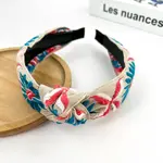 The Diva Soap Boho Embroidered Knot Headband Beige