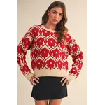 &Merci Fuzzy Sweater-  Red Flower