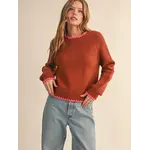 &Merci Puff Sleeve Contrast Sweater-Brown Fuchsia