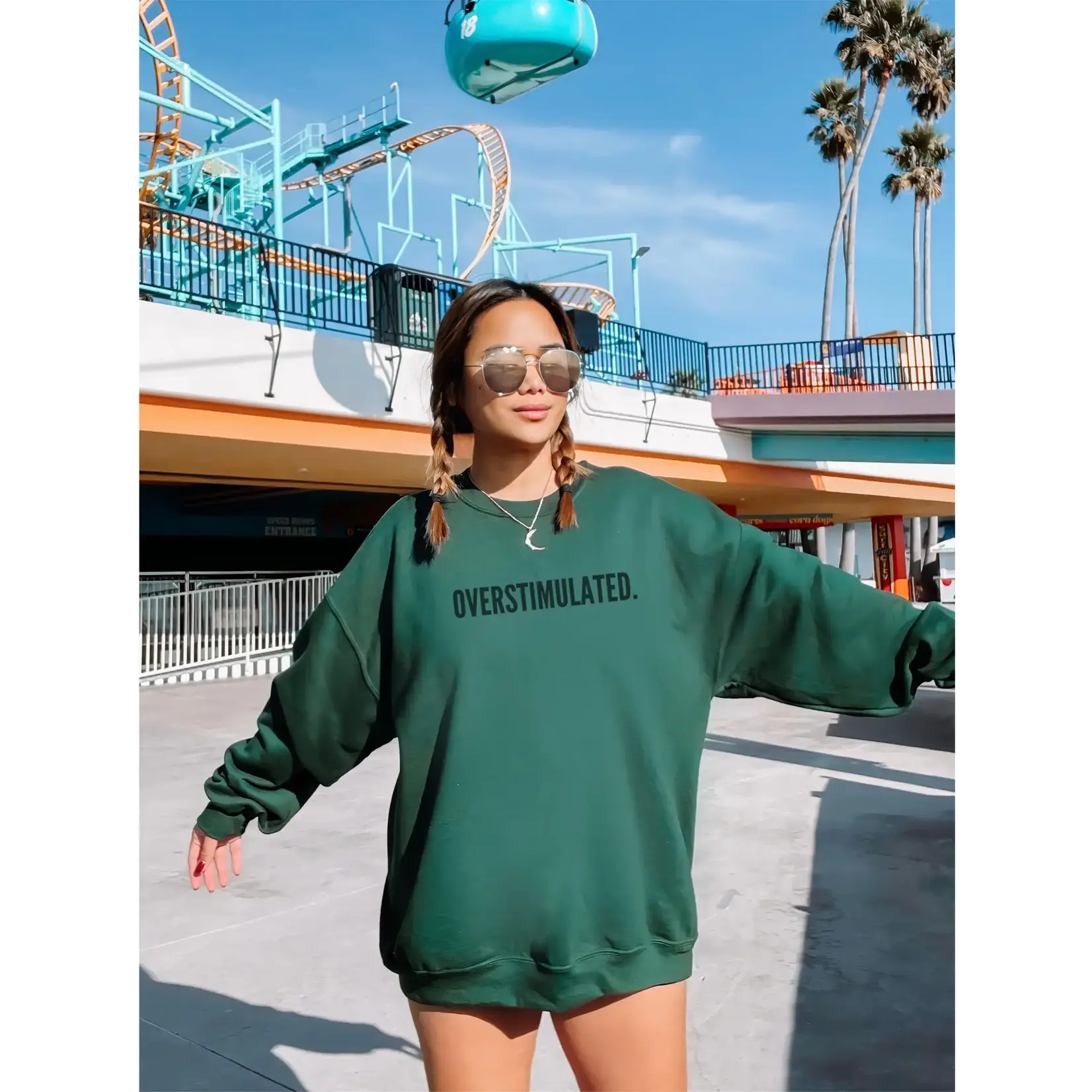 Lola Magnolia Overstimulated  Crewneck-Green