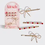 Kitsch Holiday Gemstone and Bow Bobby Pins 4pc Set