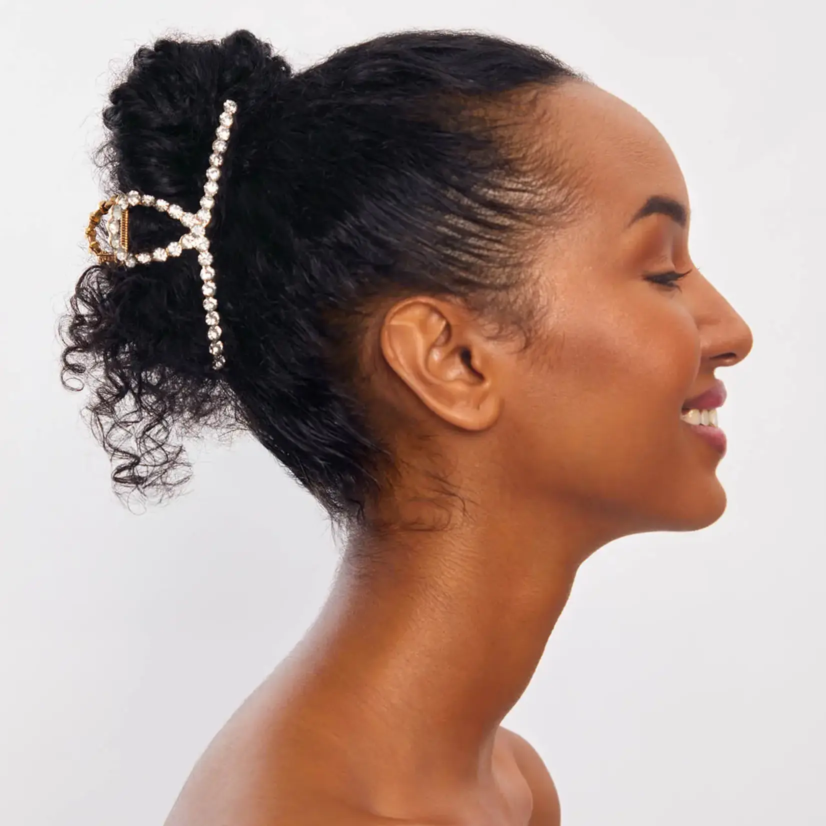 Kitsch Metal Rhinestone Loop Claw Clip- Gold