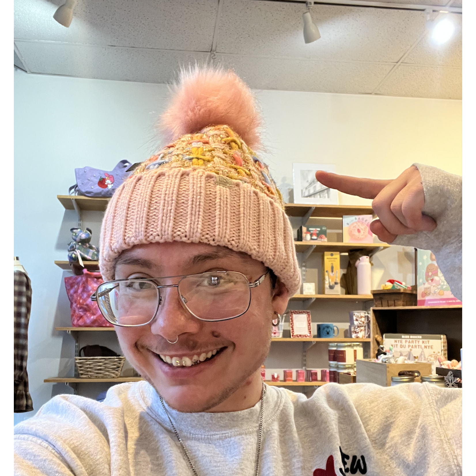 David & Young Chunky Knit Lined Beanie-Pink