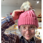 David & Young Cable Knit Beanie Fur Pom-Pink