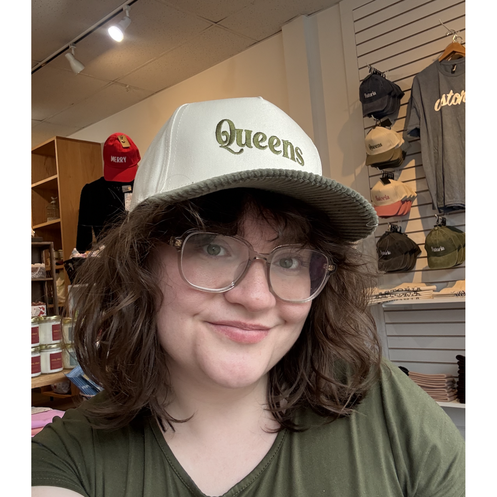 David & Young Queens Cap- Olive Cord Brim