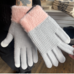 David & Young Feathered Cuff Tech Glove-Lt Grey