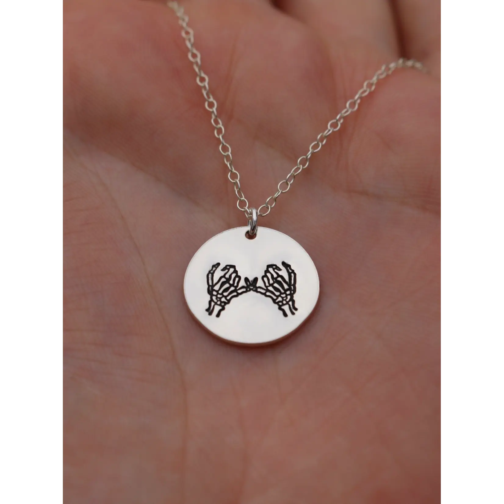 Veeaien Designs Skeleton Pinky Swear Necklace-Silver