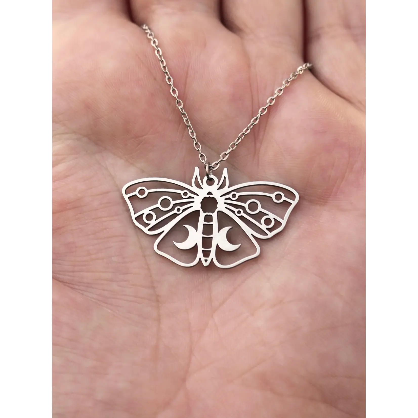 Veeaien Designs Crescent Moon Moth Necklace