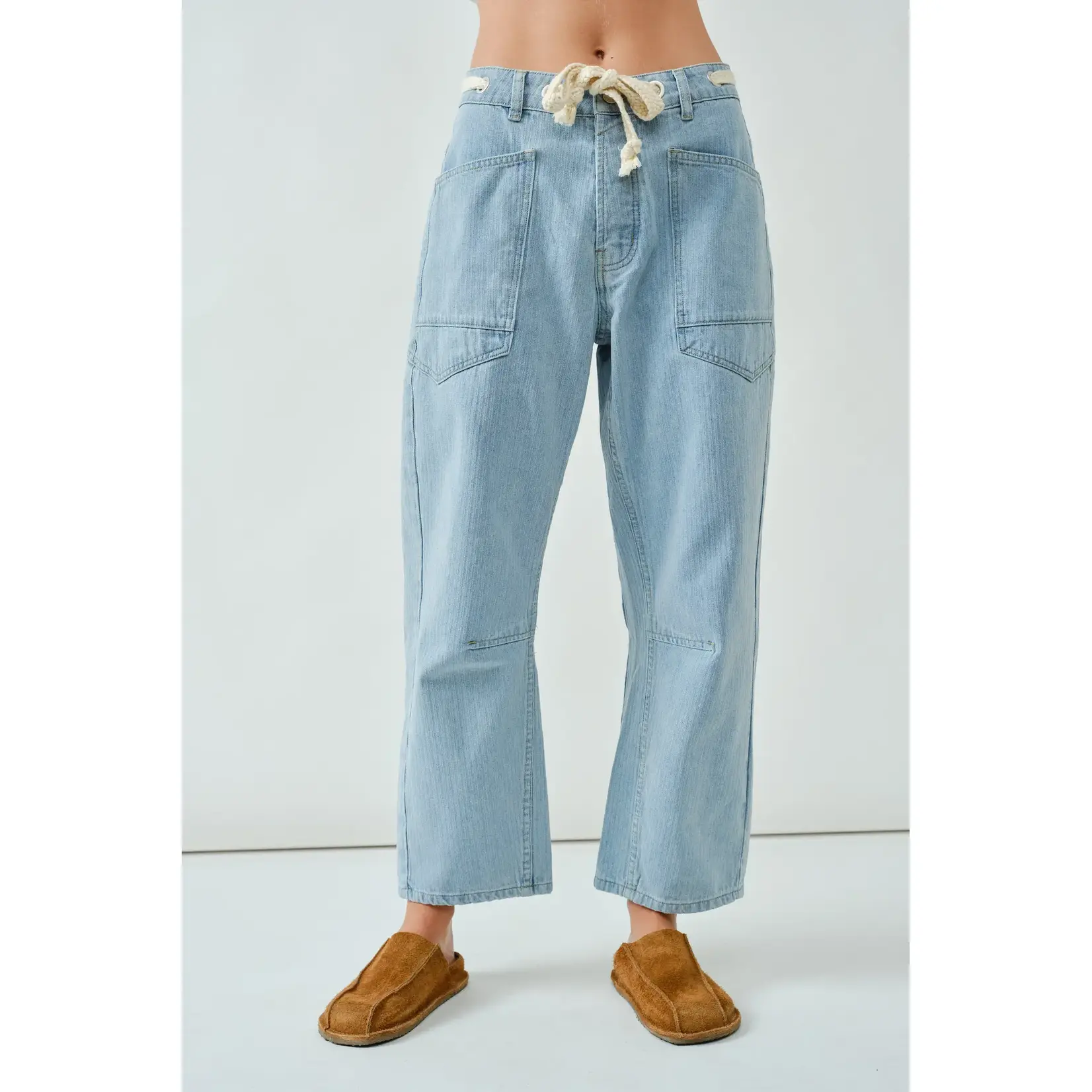 Aaron & Amber BARREL DENIM PANTS WITH EYELET WAIST