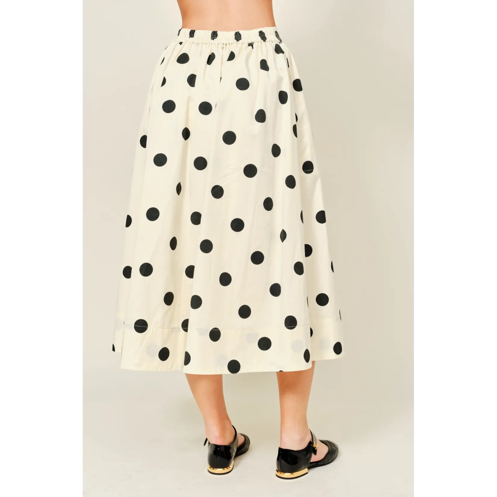 Aaron & Amber DOT PRINT MIDI FULL SKIRTS-CREAM