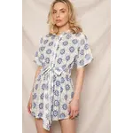 En Creme Eyelet Embroidered Mini Shirt Dress