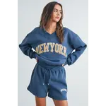 Buttermelon New York V-Neck Sweatshirt-Navy