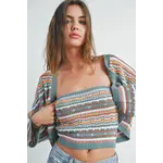 Buttermelon Striped and Geo Pattern Tube Sweater Set