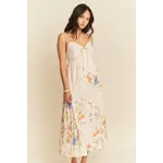 Davi & Dani FLORAL LACE MAXI SLIP DRESS-IVORY
