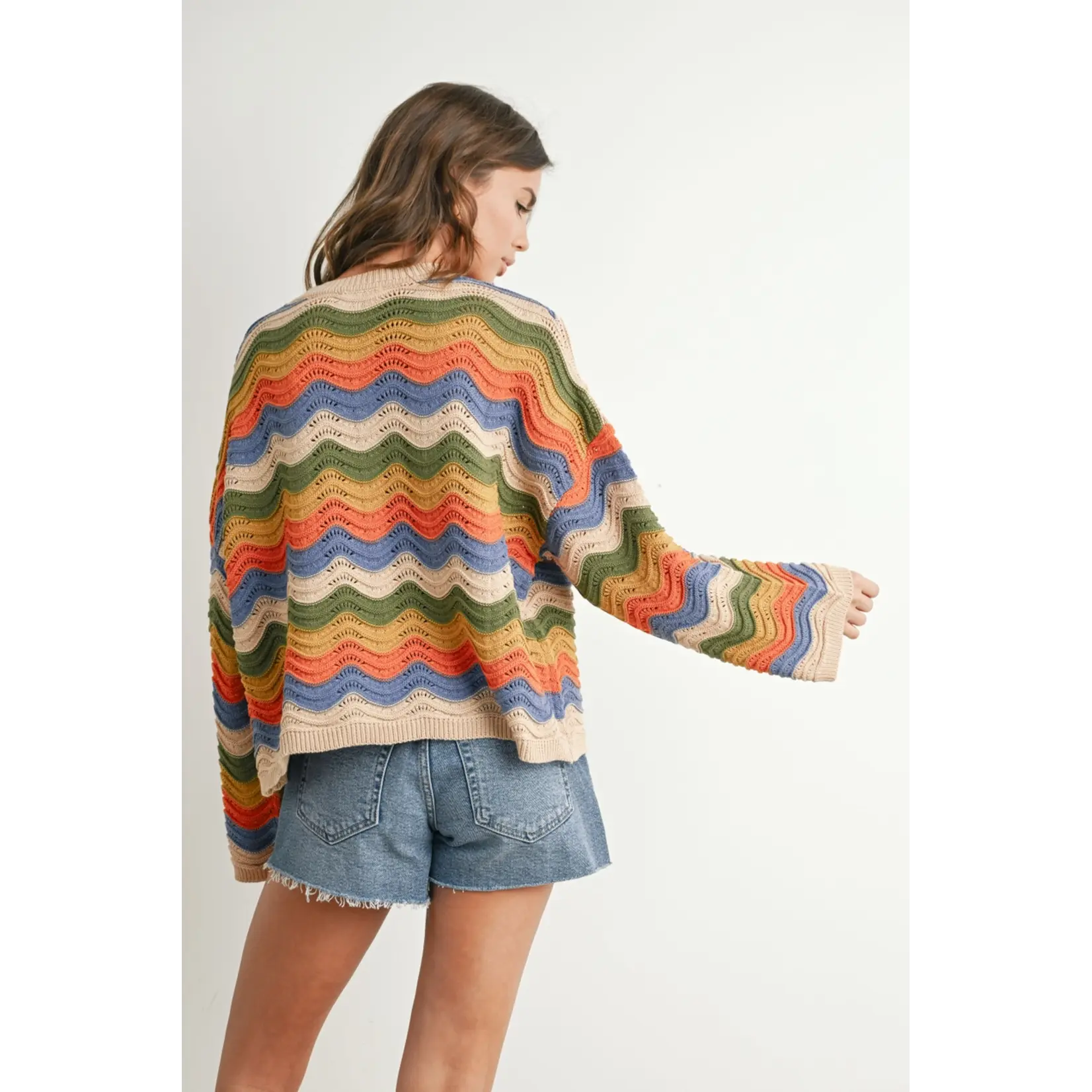 Buttermelon Color Block Sweater-Taupe