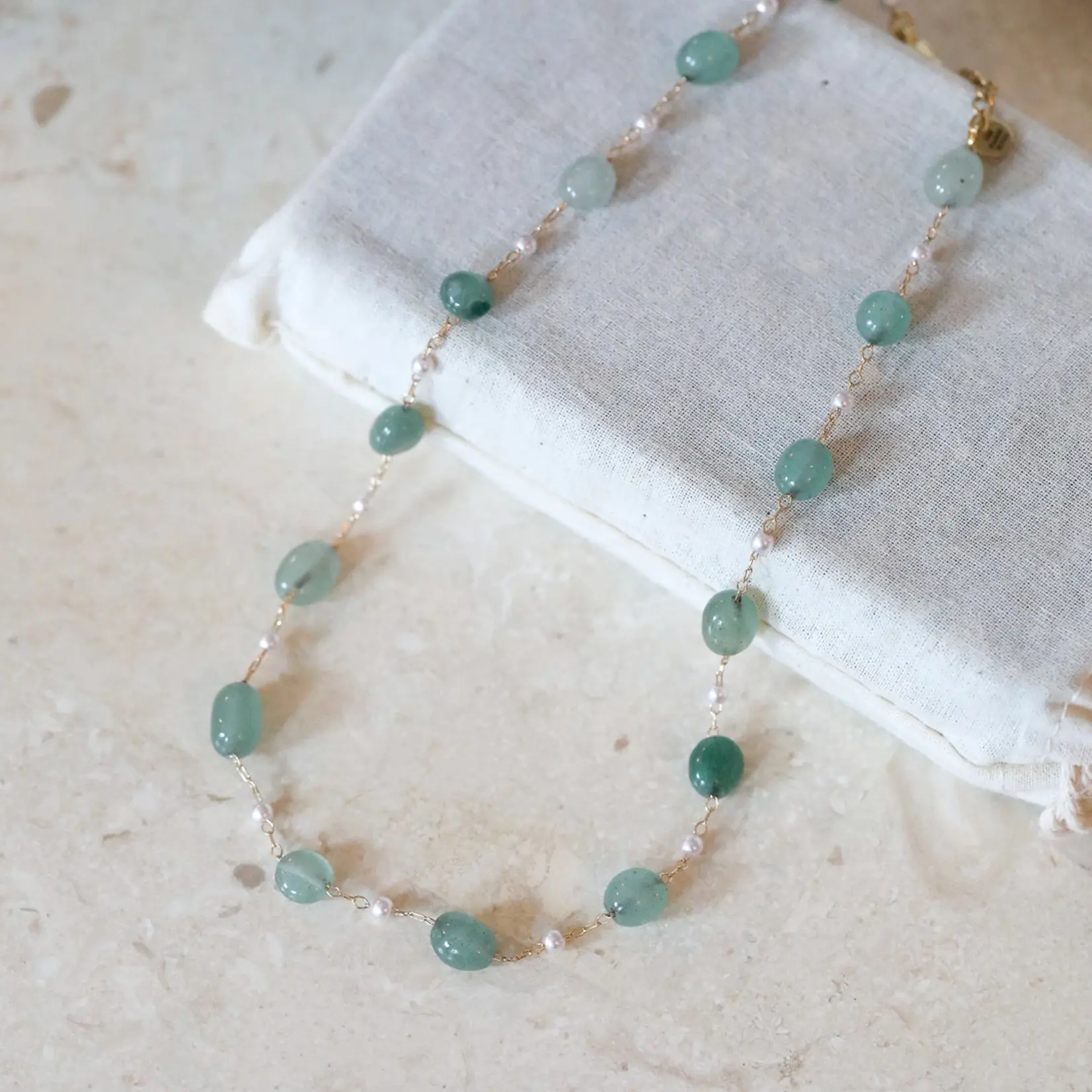 The Gilded Witch Green Agate Stone Necklace