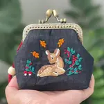Quince Fables Deer Embroidered Navy Coin Purse