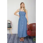Blu Pepper Button Down Midi-Lt Denim