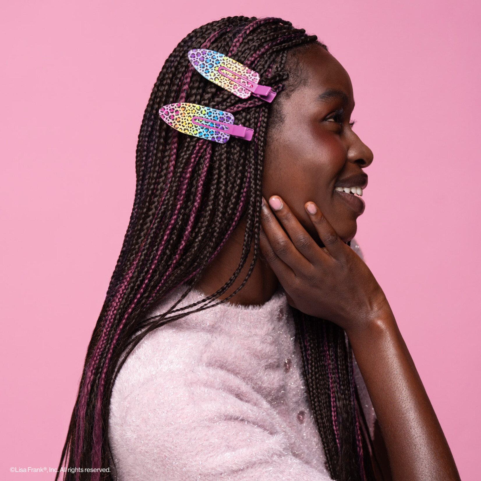 Kitsch Lisa Frank XL Creaseless Clips-Rainbow Leopard