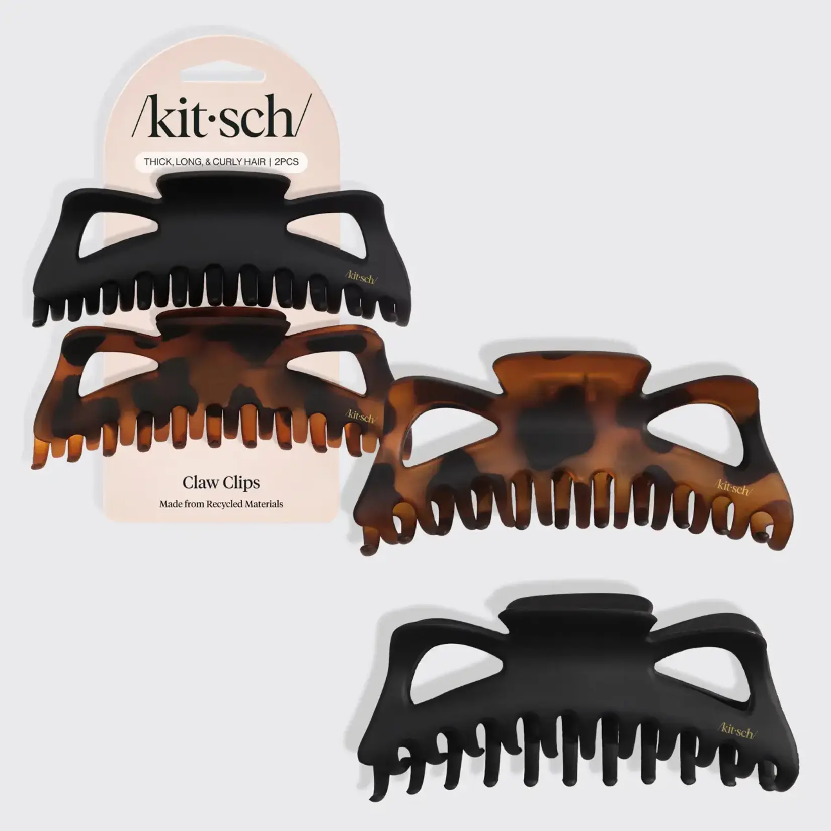 Kitsch Jumbo Classic Claw Clips 2pc - Black & Tort