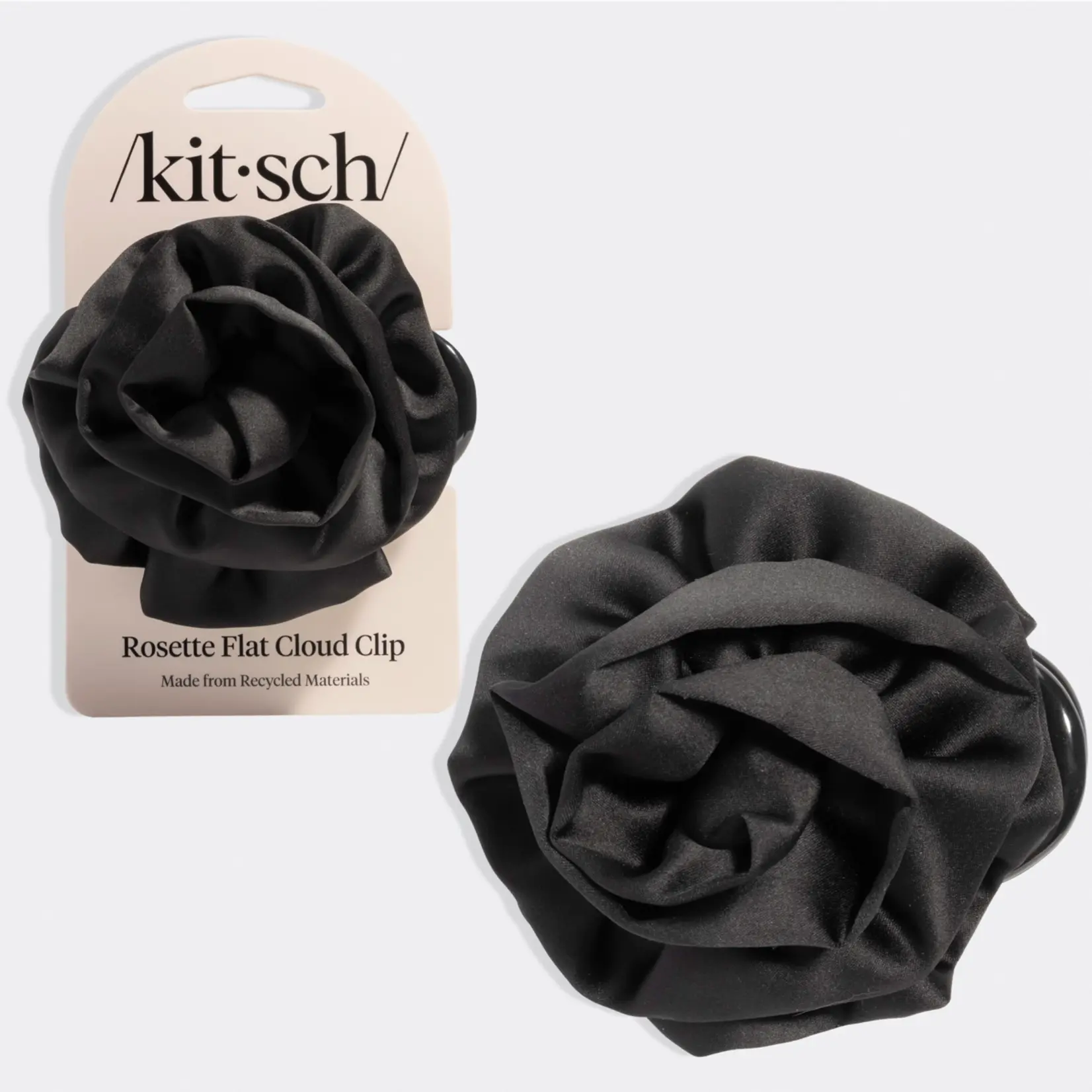 Kitsch Satin Rosette Flat Clip - Black