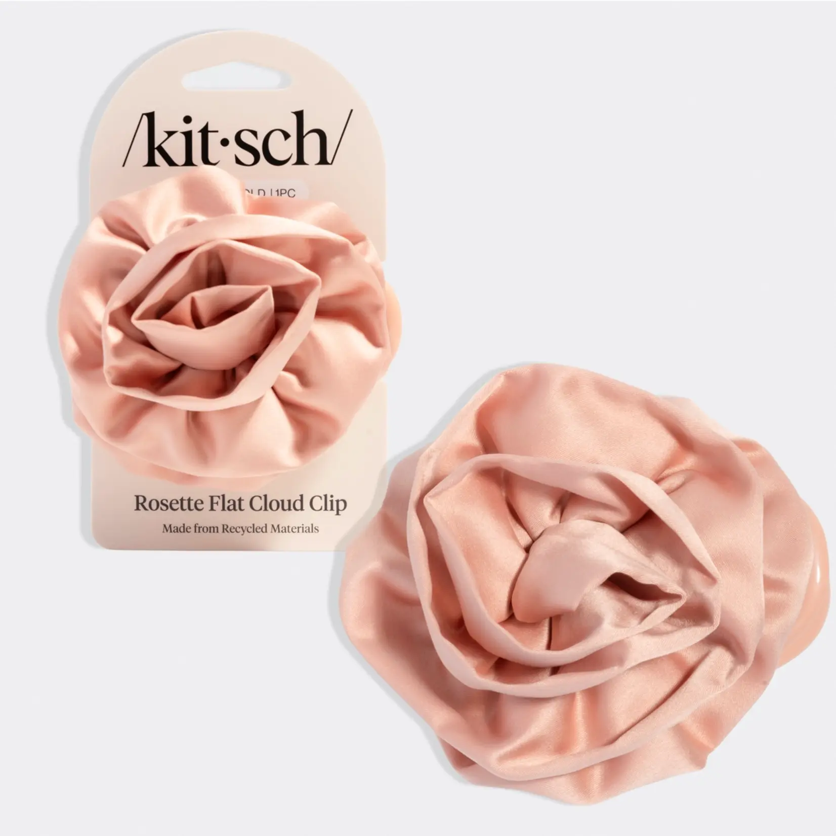 Kitsch Satin Rosette Flat Clip - Terracotta