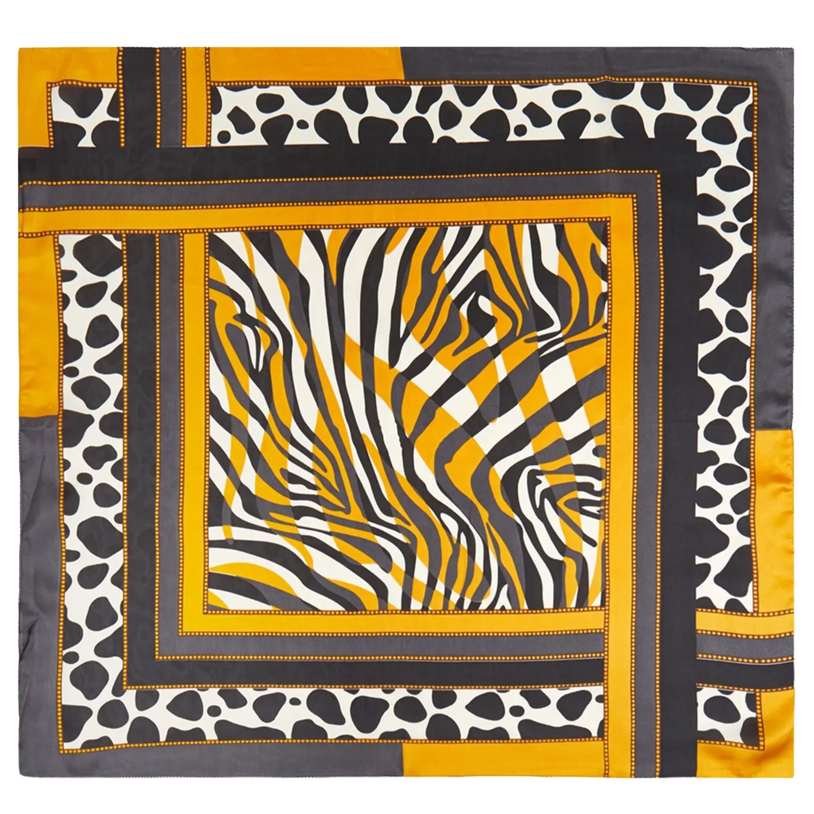 Hana Multi Animal Print Bandana Scarf-Mustard