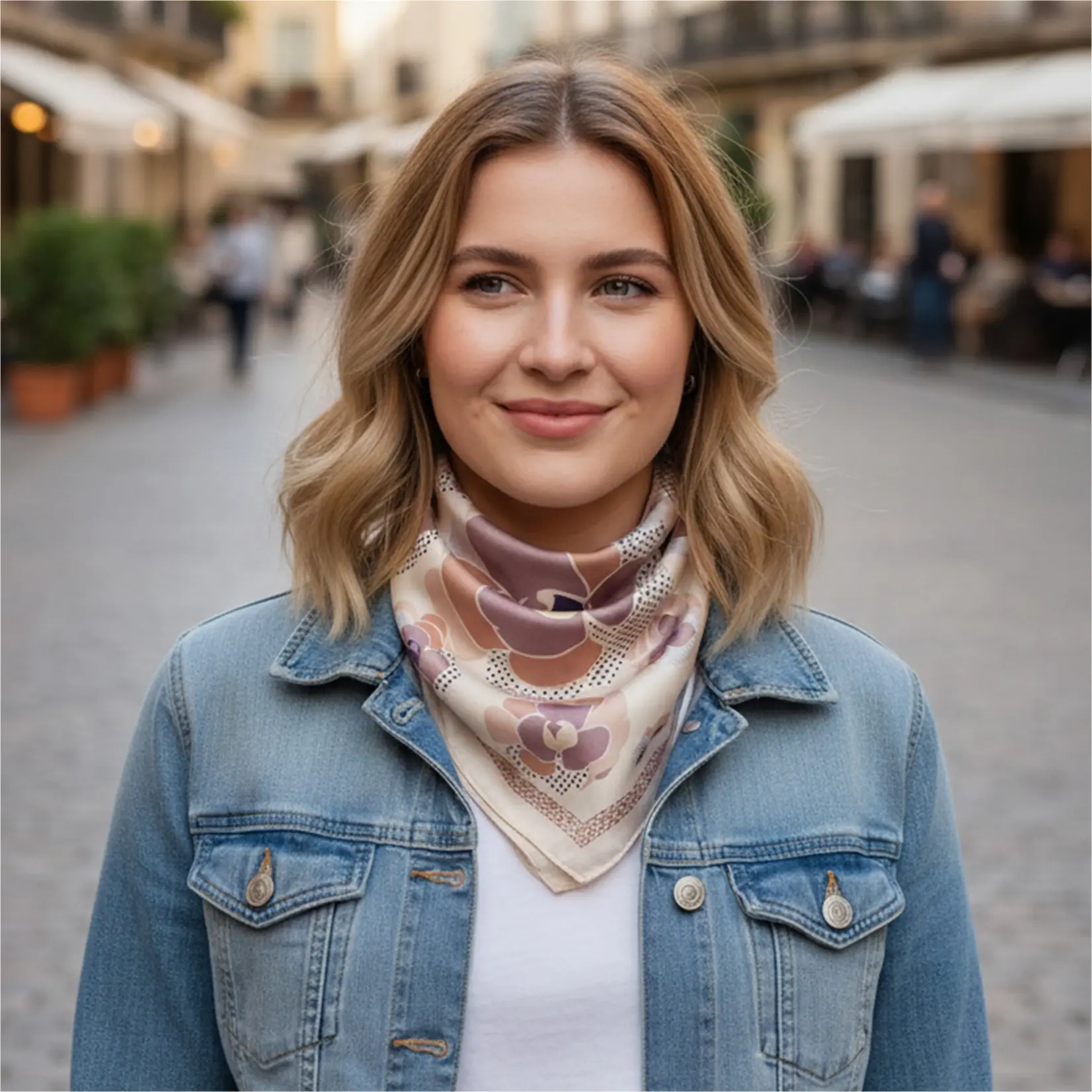 Hana Big Flower Bandana Scarf-Taupe