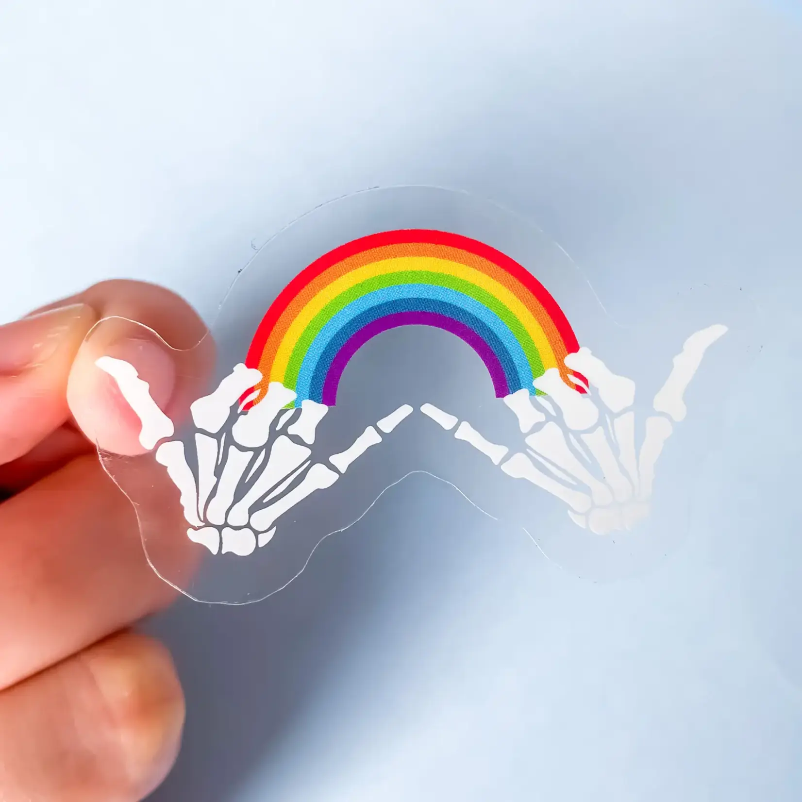 Rainbow Certified Rainbow Skull Hands LGBTQ+ Sticker