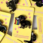 Rainbow Certified Dachshund Pride Dog Enamel Pin