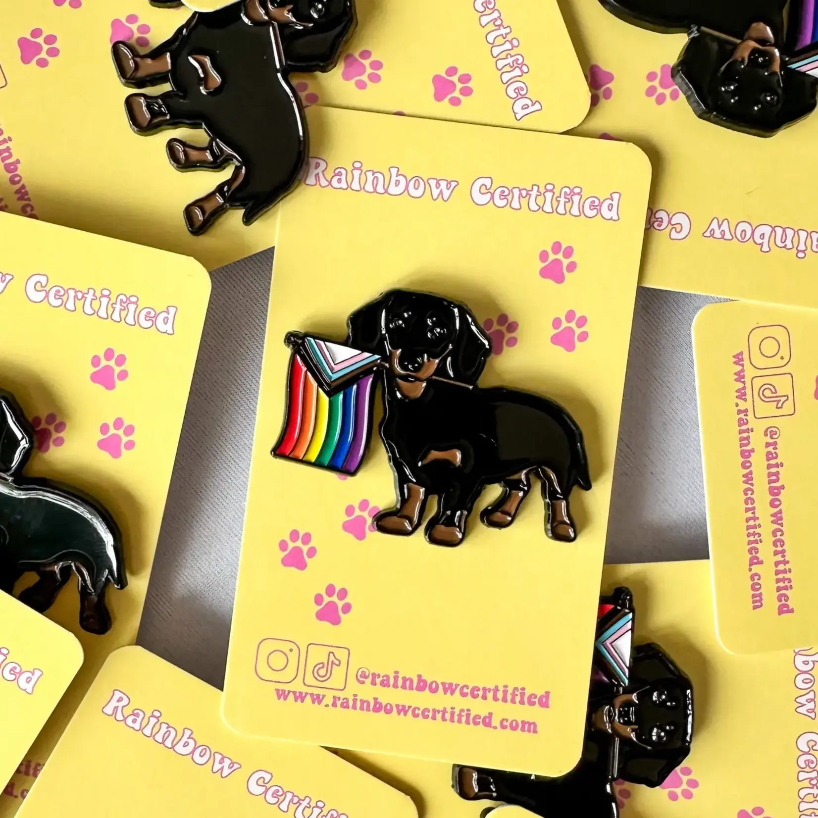 Rainbow Certified Dachshund Pride Dog Enamel Pin