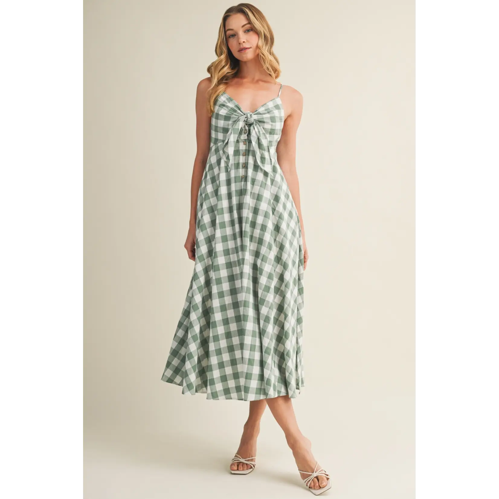 Mustard Seed TIE-FRONT GINGHAM DRESS-BASIL