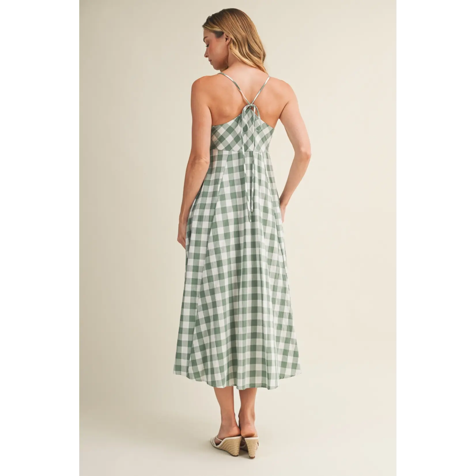 Mustard Seed TIE-FRONT GINGHAM DRESS-BASIL