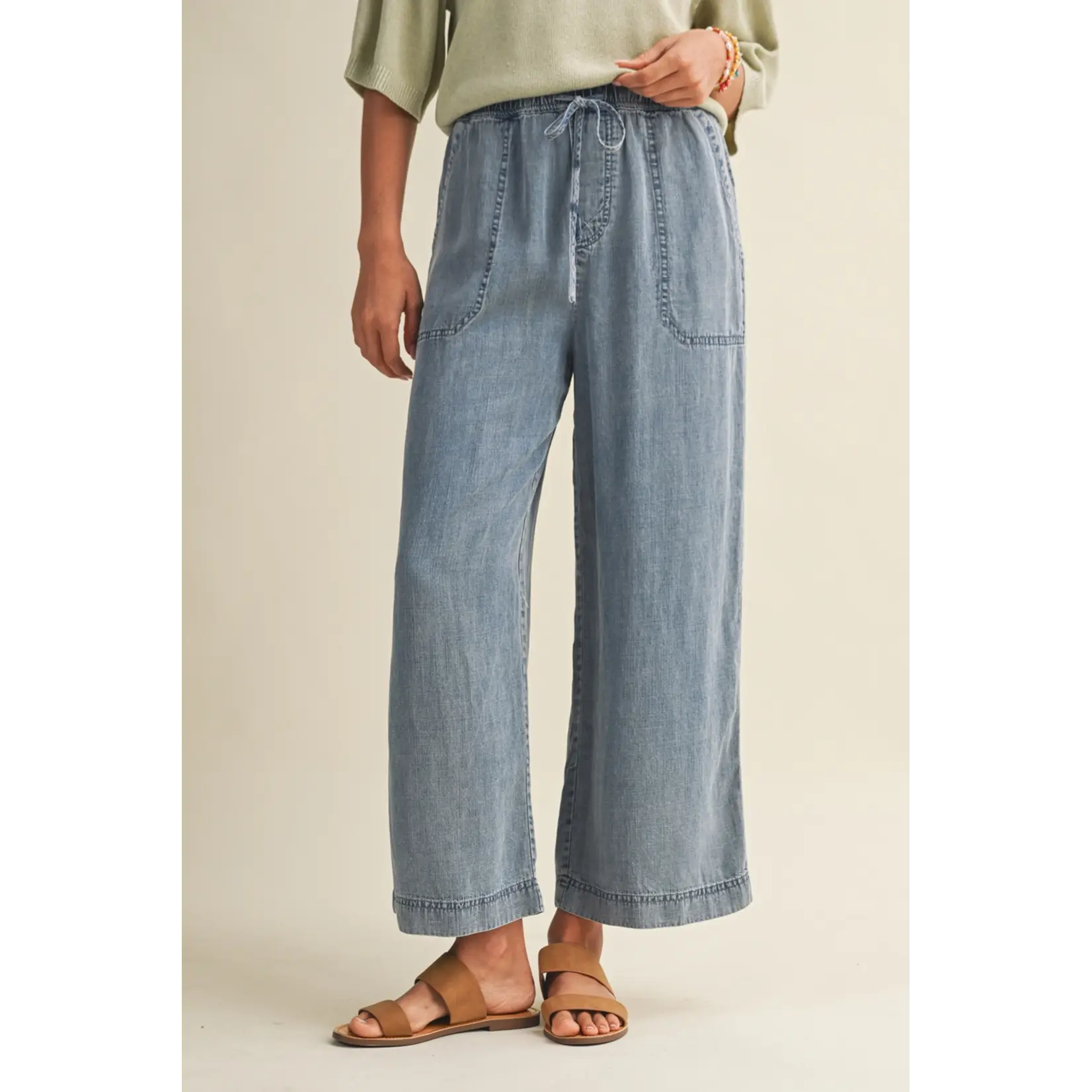 Mustard Seed TENCEL CROPPED DENIM PANTS