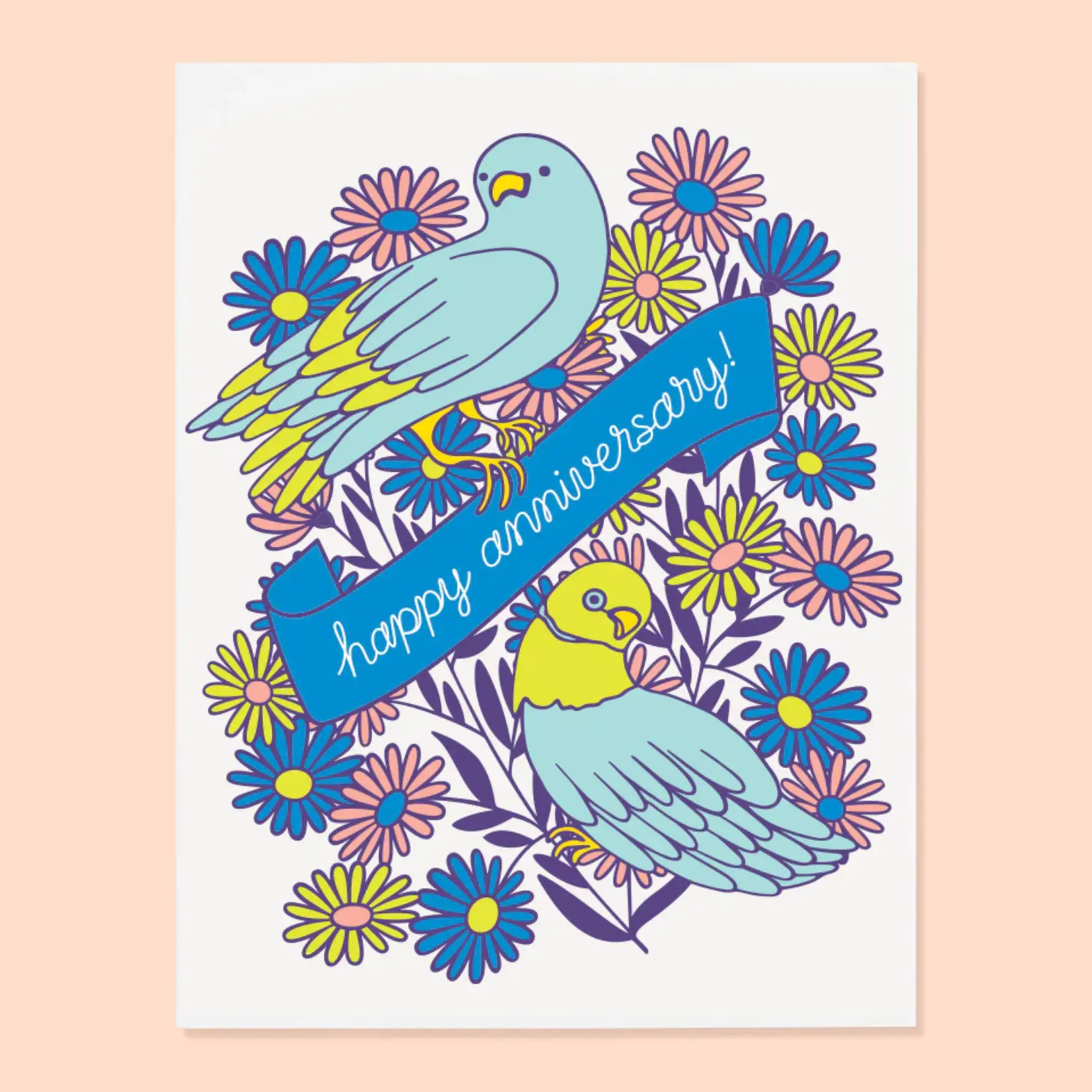 The Good Twin Lovebirds Anniversary Card