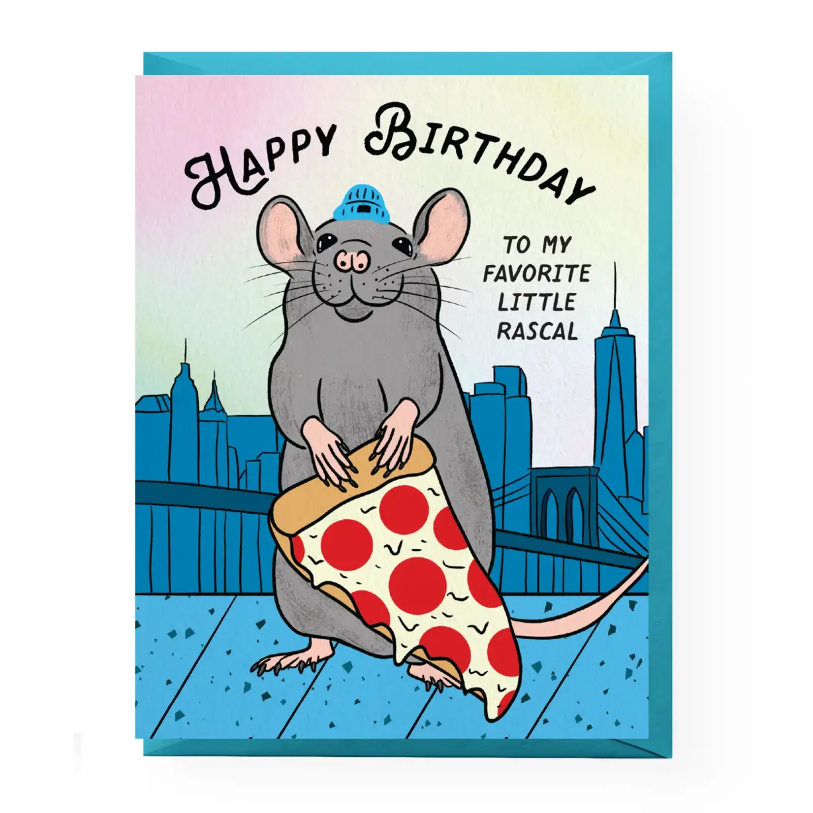 Boss Dotty Pizza Rat Birthday Card