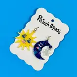 Peach Beast Astro Sun + Moon Earrings