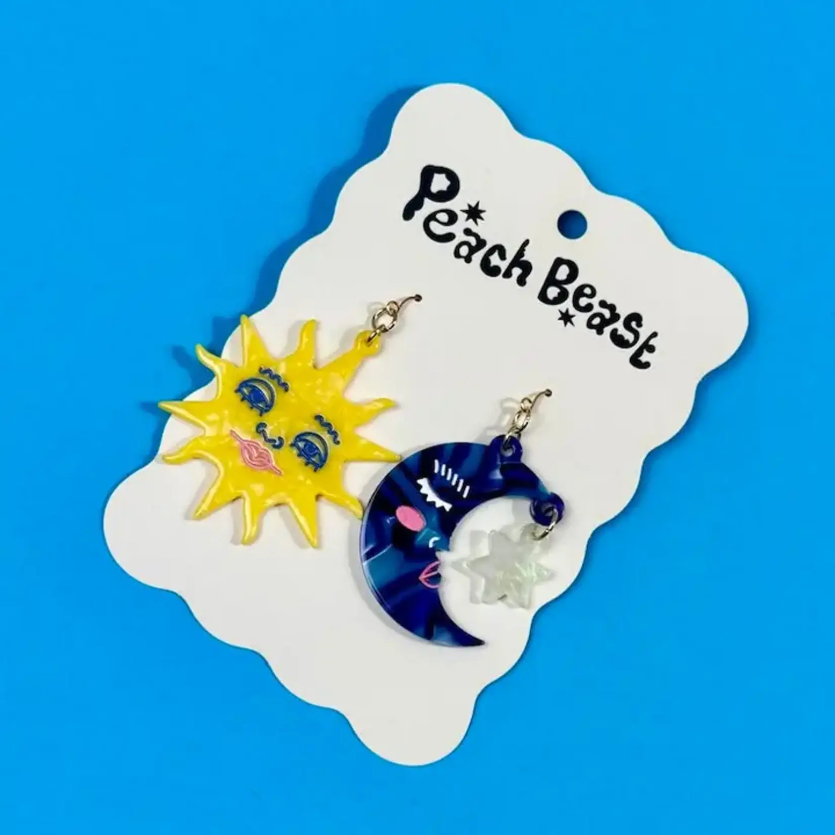 Peach Beast Astro Sun + Moon Earrings
