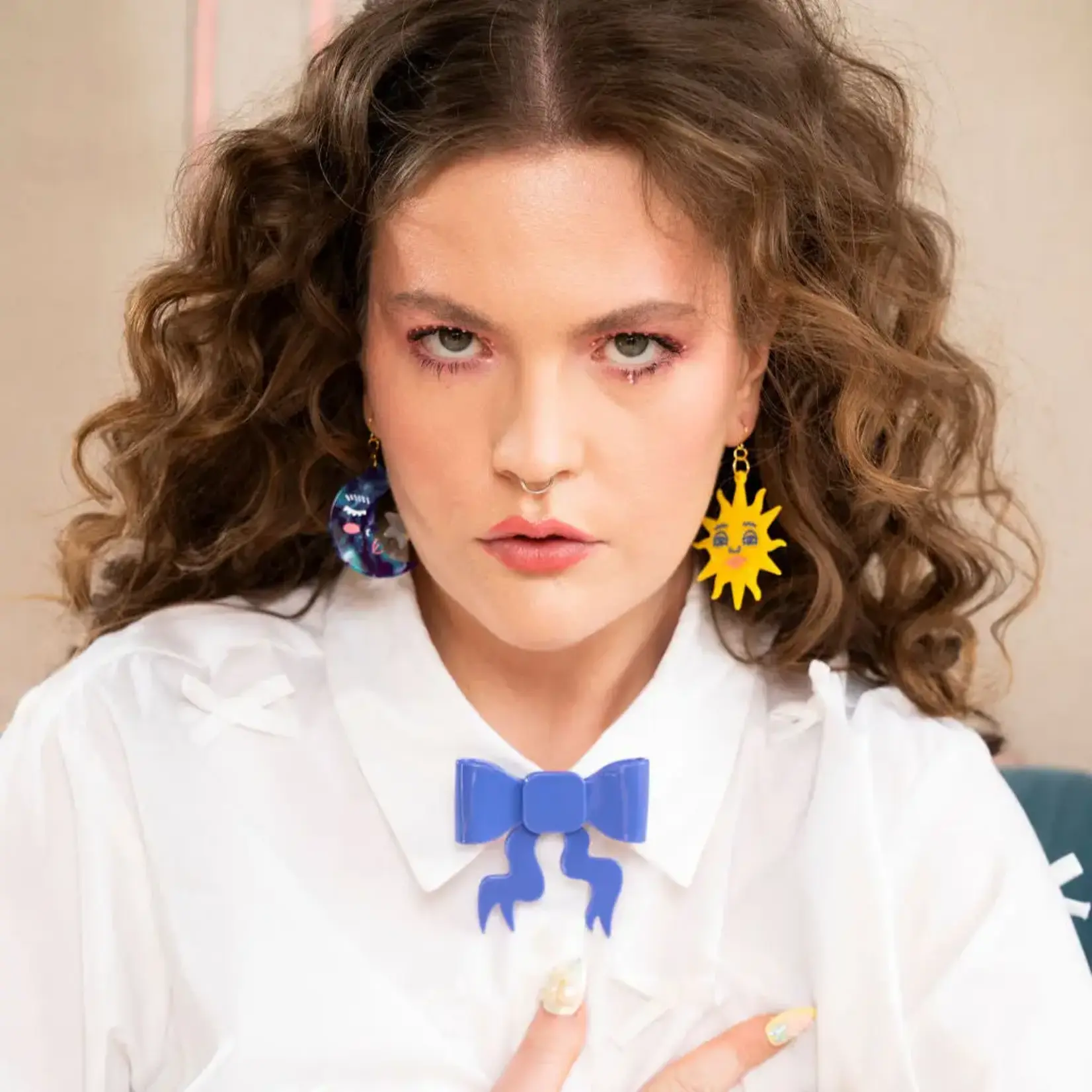 Peach Beast Astro Sun + Moon Earrings