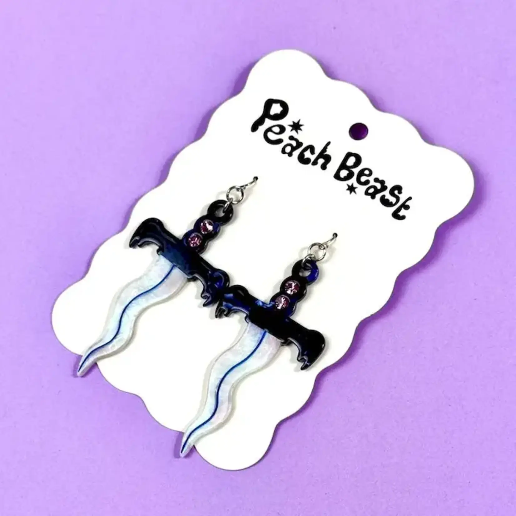 Peach Beast Dagger Statement Earrings