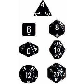 Chessex Dice: Poly Set - Opaque White/Black (7)