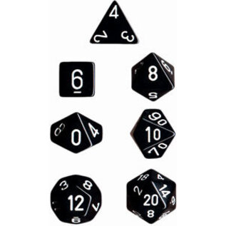 Chessex Dice: Poly Set - Opaque White/Black (7)