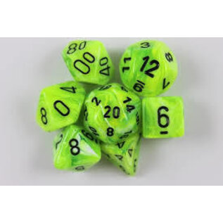 Chessex Dice: Poly 7 Set - Vortex Bright Green/Black