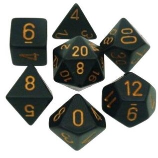 Chessex Dice: Poly Set - Opaque Black/Gold (7)
