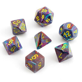 Chessex Dice - Poly 7 Festive Mosaic / Yellow