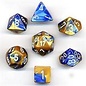 Chessex Dice - Gemini: Poly Blue Gold / White (7)