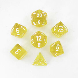 Chessex Dice: Poly 7 Set - Translucent Yellow / White