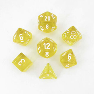 Chessex Dice: Poly 7 Set - Translucent Yellow / White