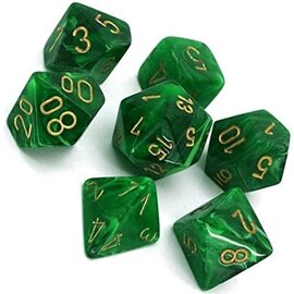 Chessex Dice - Vortex Poly Green/Gold (7)