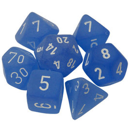 Chessex Dice: Poly 7 Set - Frosted Blue/White